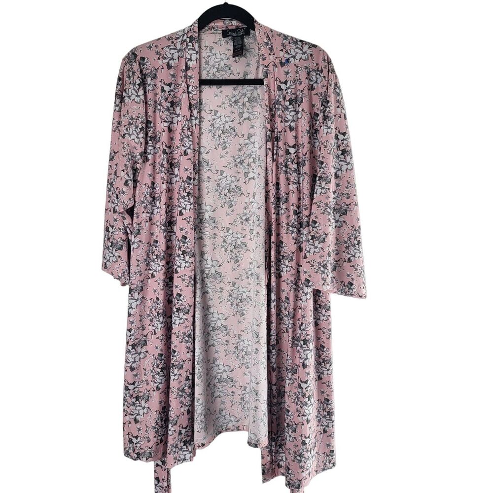 Rene Rofe Sleepwear Robe XL Womens Light Pink Floral Mid Length‎ Pull On Pajama